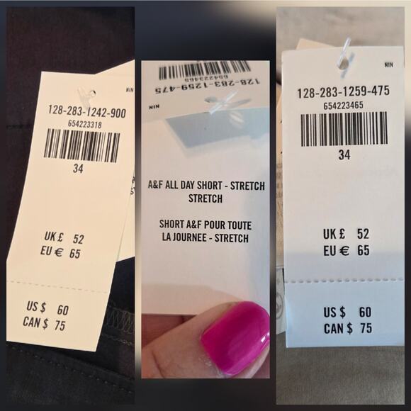 Abercrombie & Fitch A&F All Day Shorts 2-pair Classic Fit Stretch NWT sz 34 - Picture 9 of 11